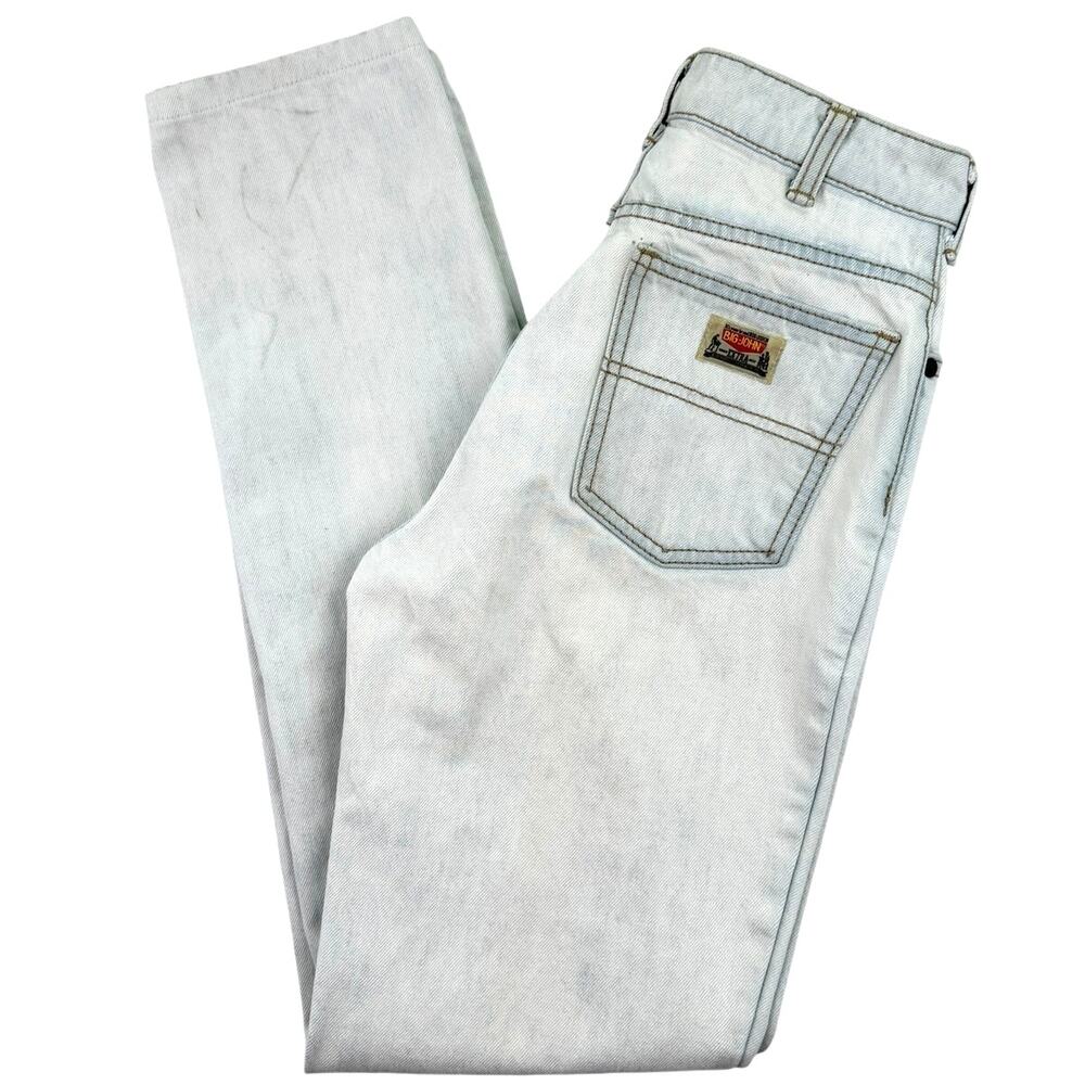 Vintage Big John Carpenter Jeans Made In Japan Super Faded Blue White Denim 24